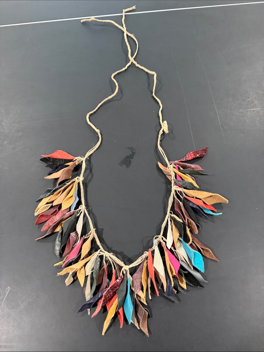 Boho Multicolor Leather Fringe Necklace - Unbranded